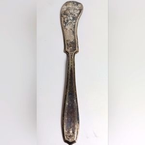 Antique Silver Plate Floral Ornate Paddle Blade Butter Spreader, signed